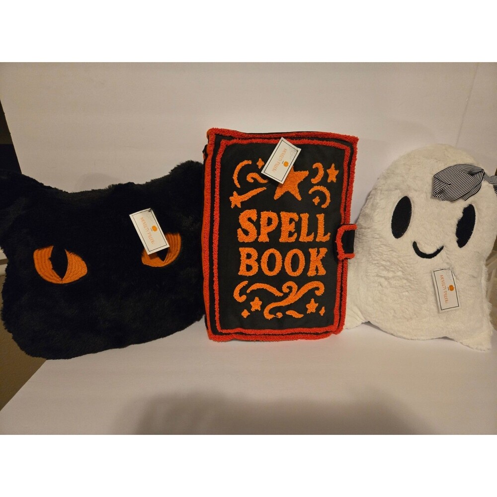 NWT TARGET BULLSEYE PLAYGROUND Spell book, Cat and Ghost Throw Pillow. Lot of 3.
